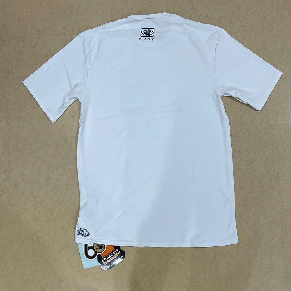 NEW Body Glove Mens White Rash Guard Short Sleeve Shirt UV Protection‎ Small